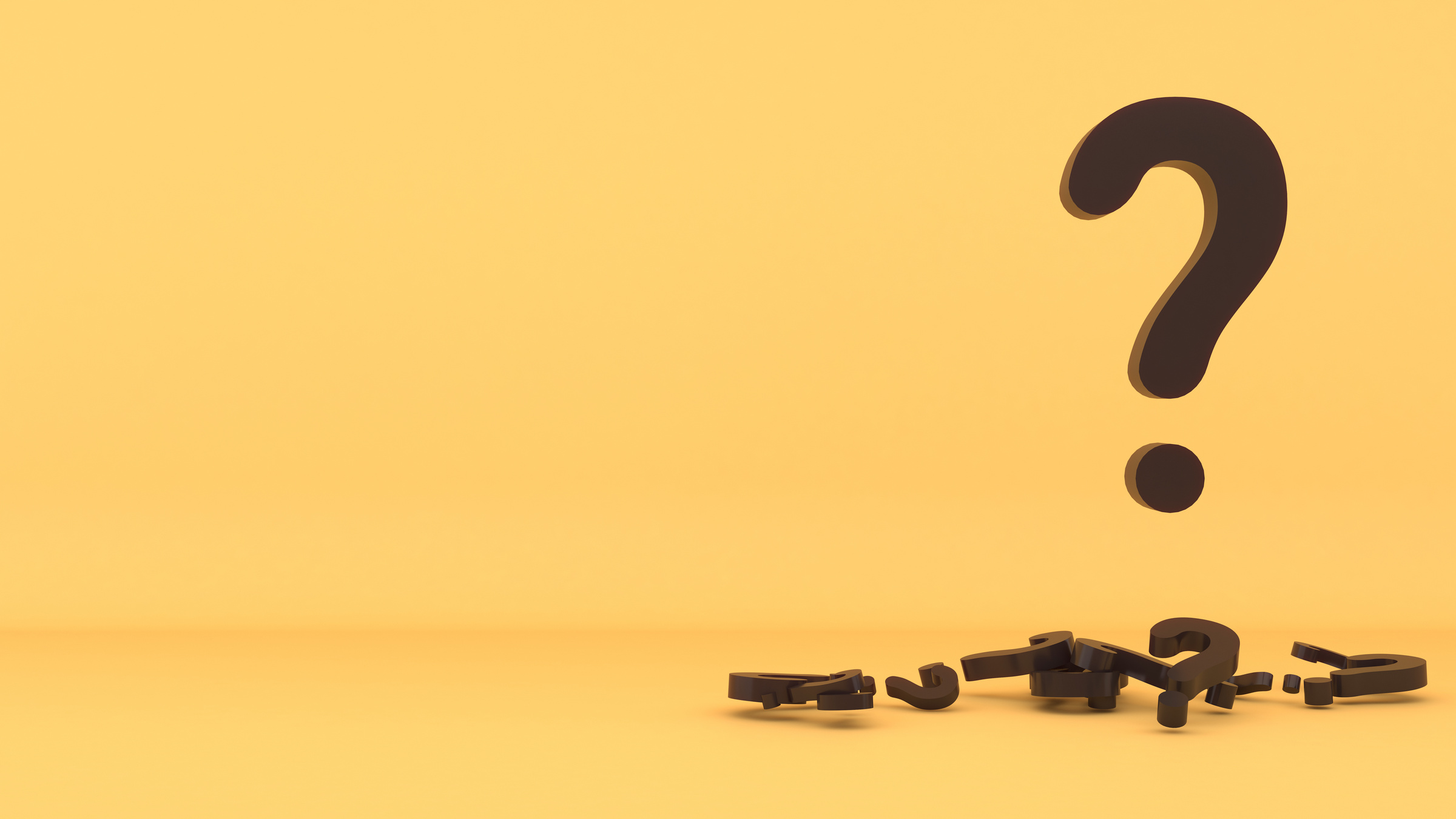 Image of questions and thoughts, doubts,3D rendering
